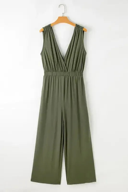 Crisscross Wide Leg Backless Jumpsuit