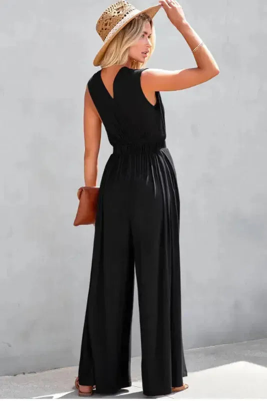 Crisscross Wide Leg Backless Jumpsuit
